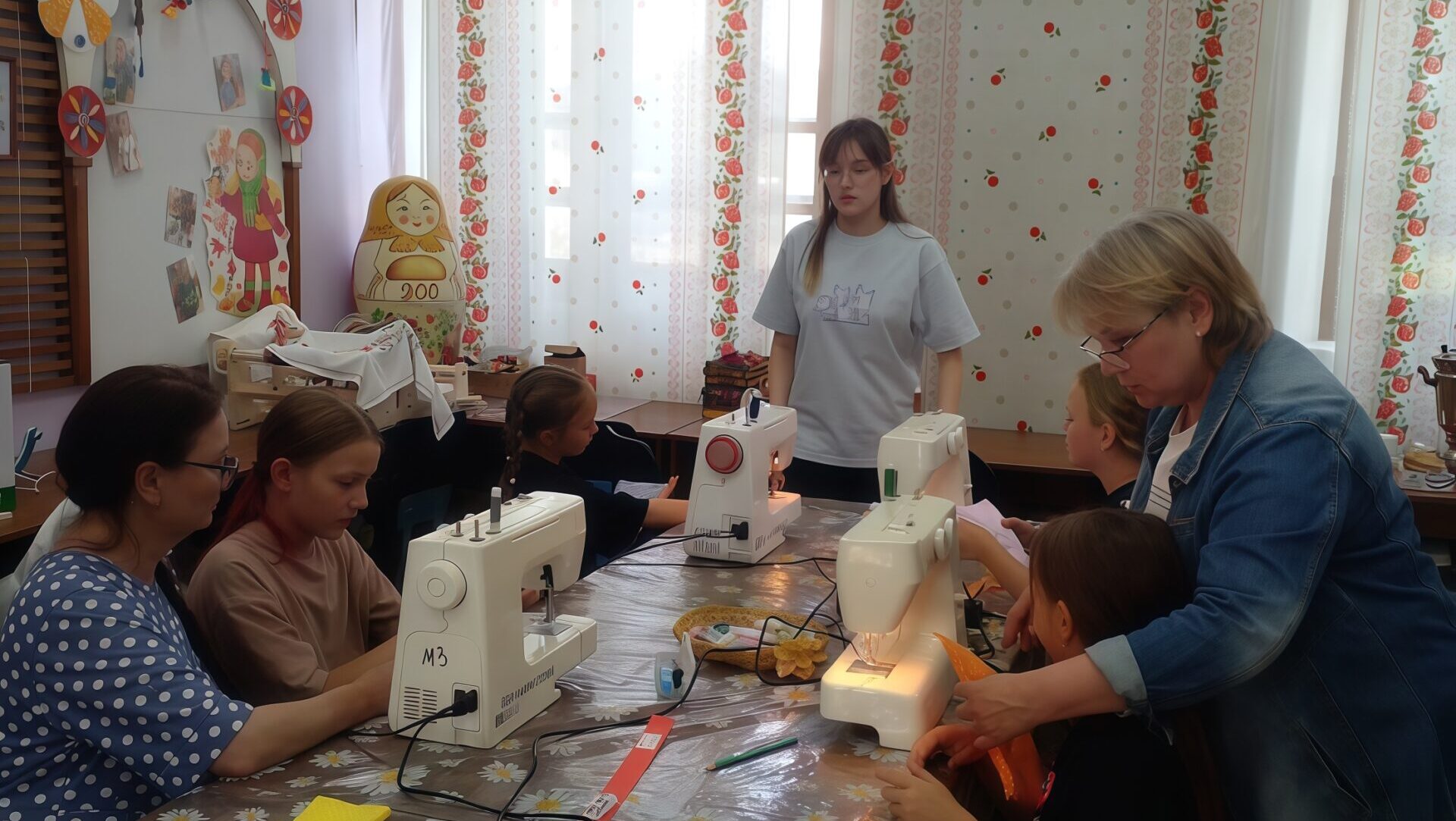 В Оханске бабушки учили школьниц рукоделию