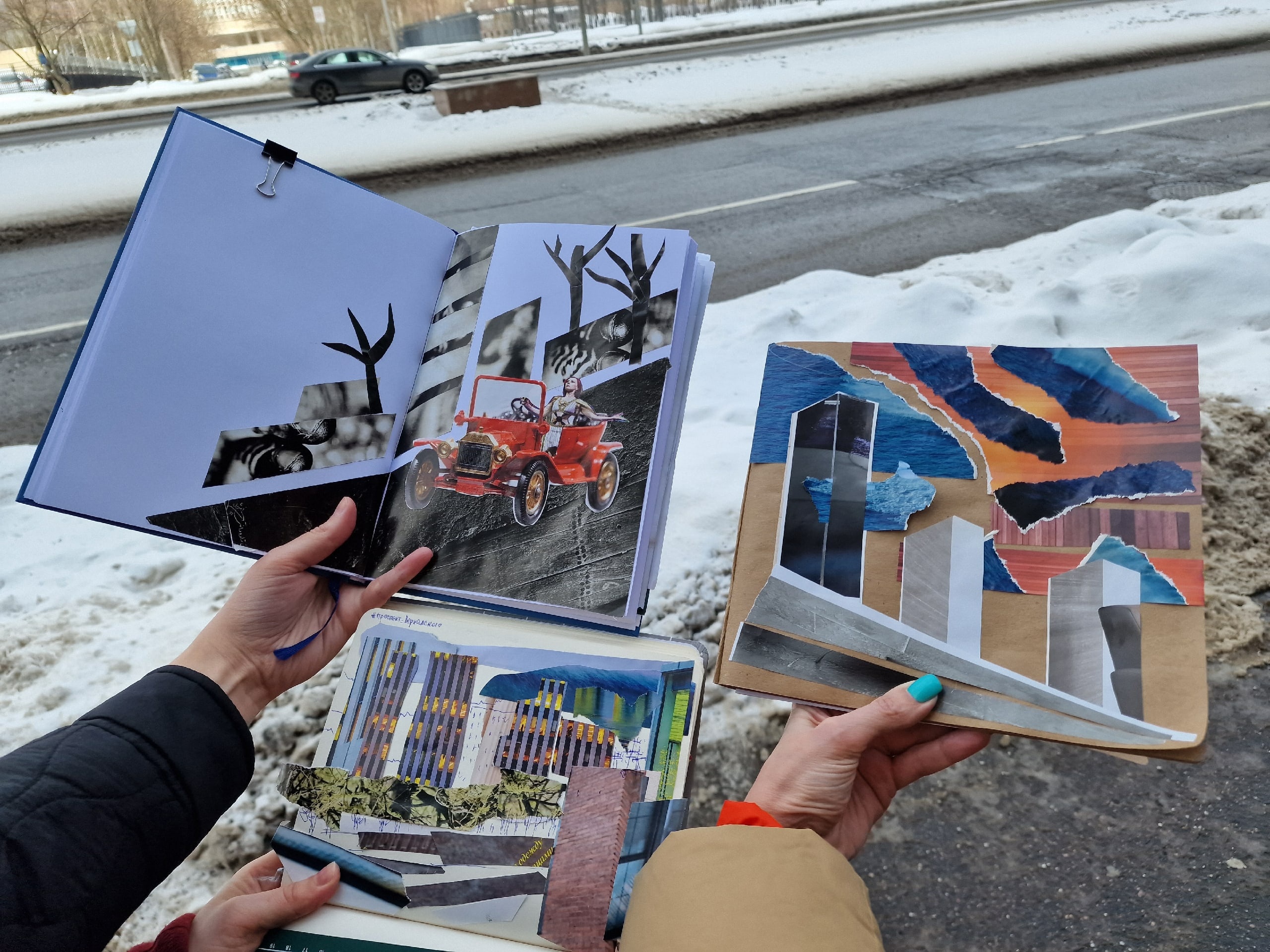 Московские школьники создают картины из старых журналов