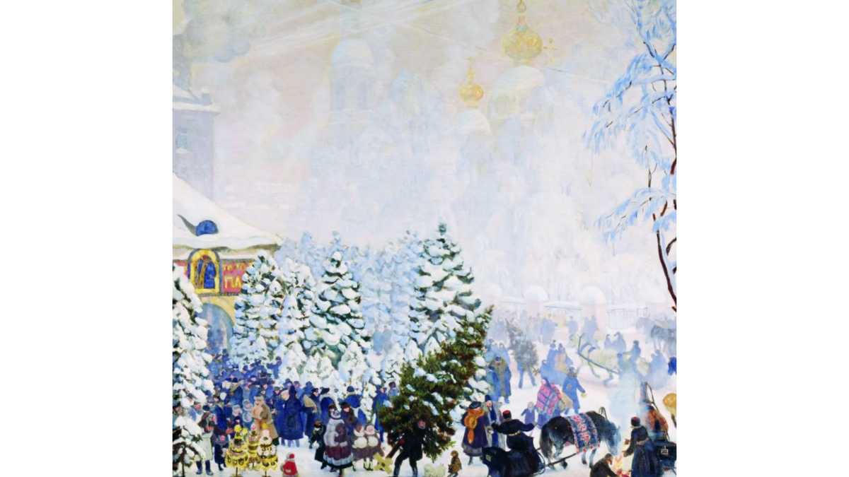 Борис Кустодиев «Ёлочный торг», 1918