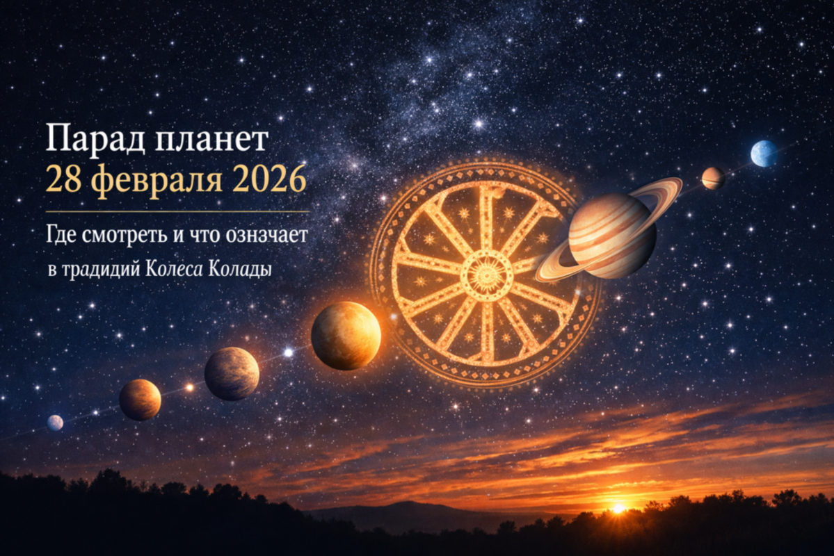 Парад планет 28 февраля 2026 года: где смотреть и что означает в Колесе Коляды