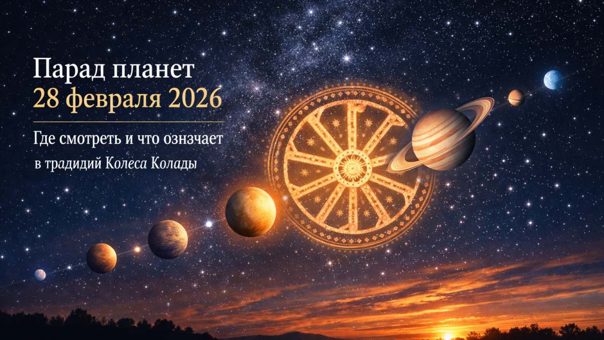 Парад планет 28 февраля 2026 года: где смотреть и что означает в Колесе Коляды