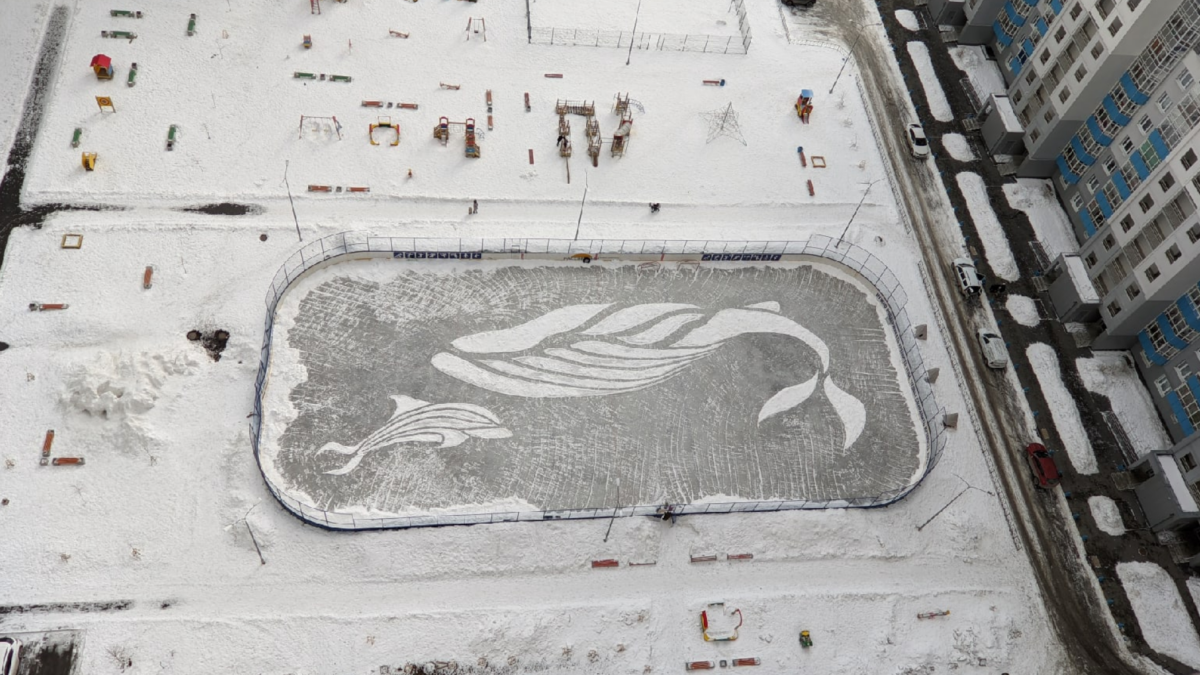 Леонид Валитов делает огромные картины на снегу и песке