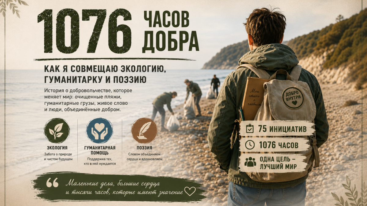1076 часов добра: как я совмещаю экологию, гуманитарку и поэзию